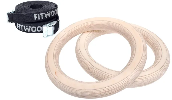 FitWood ULPU MINI Gymnastikringar 28mm - Träyta / Svart rem