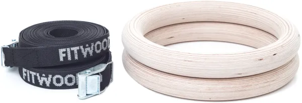 FitWood ULPU Gymringar 28mm - Träyta / Svart Rem