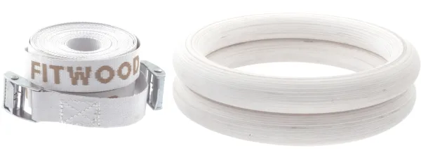 FitWood ULPU Gymnastikringar 28mm - Glaserad yta / Vit rem