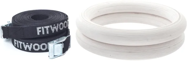FitWood ULPU Gymnastikringar 28mm - Glaserad Yta / Svart Rem